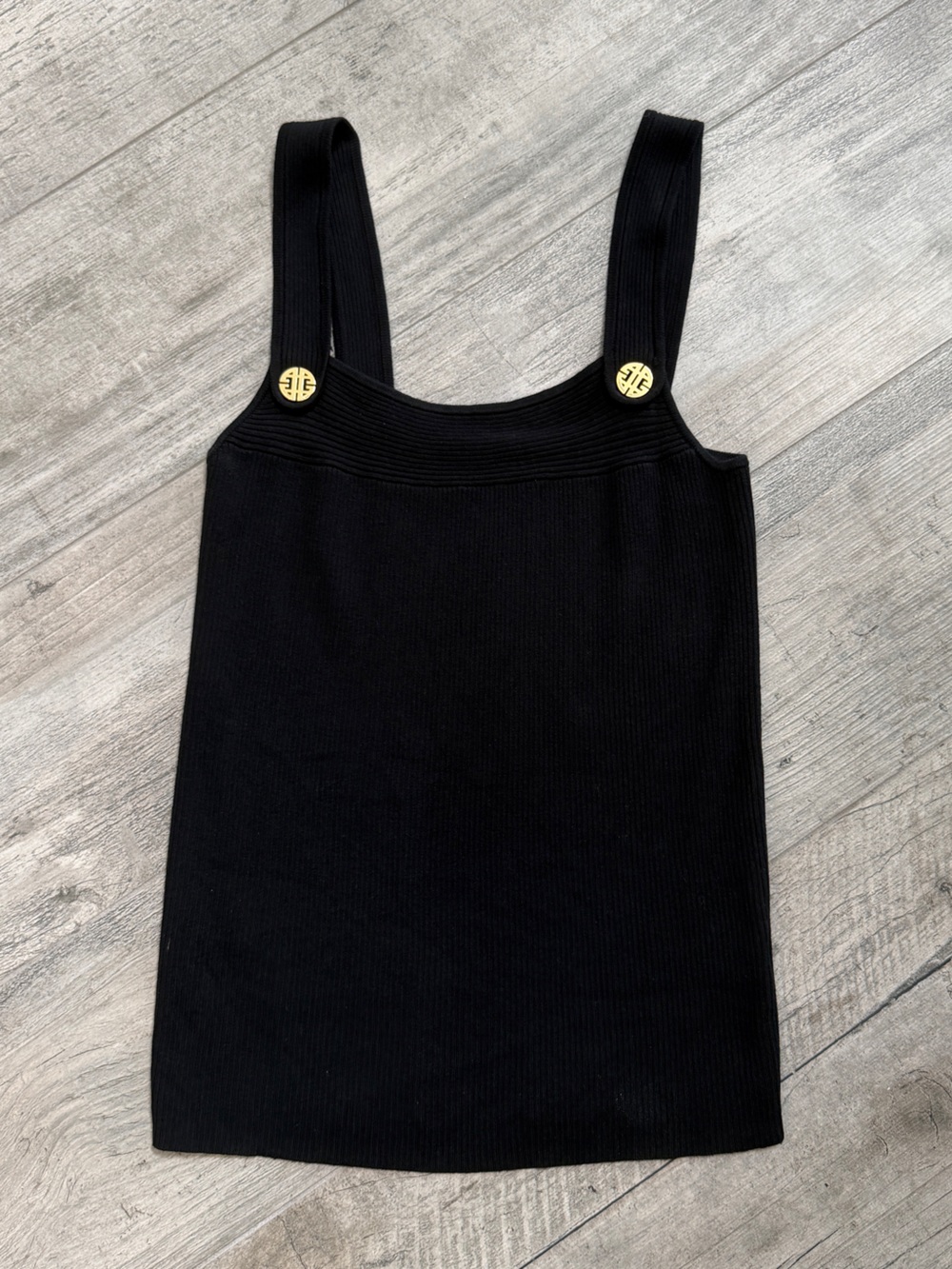 ANTONIO MELANI Summer Chic Silk/Cotton Black Ribbed Tank